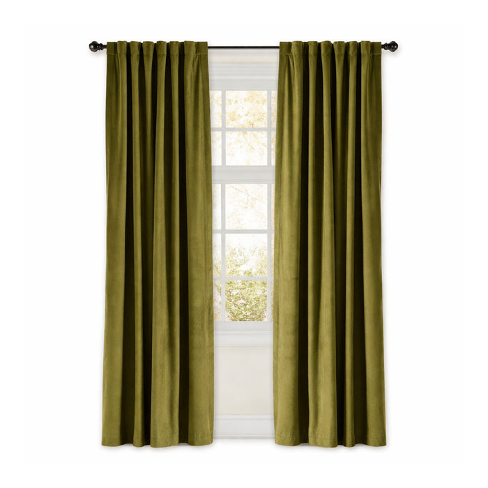 Curtain Panel - Camden - Meadow Green Velvet (size + treatment options)
