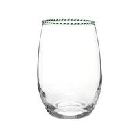 green white twist rimmed clear wine glasses 
