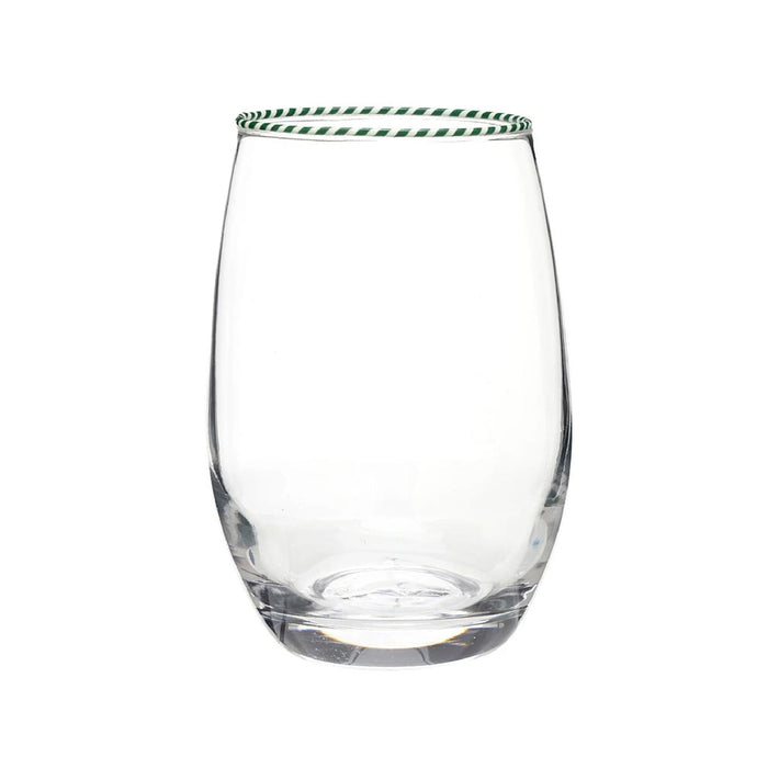 green white twist rimmed clear wine glasses 