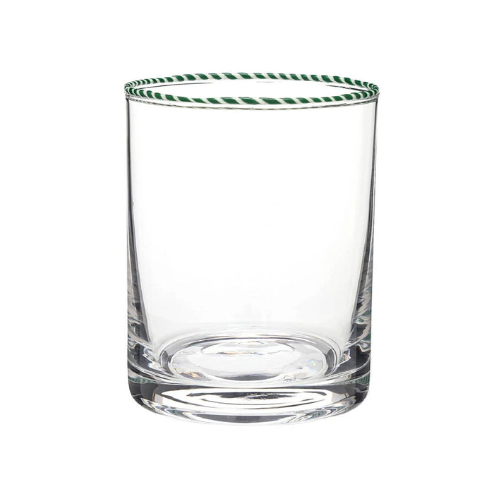 green white twist rimmed clear old fashioned glasses 