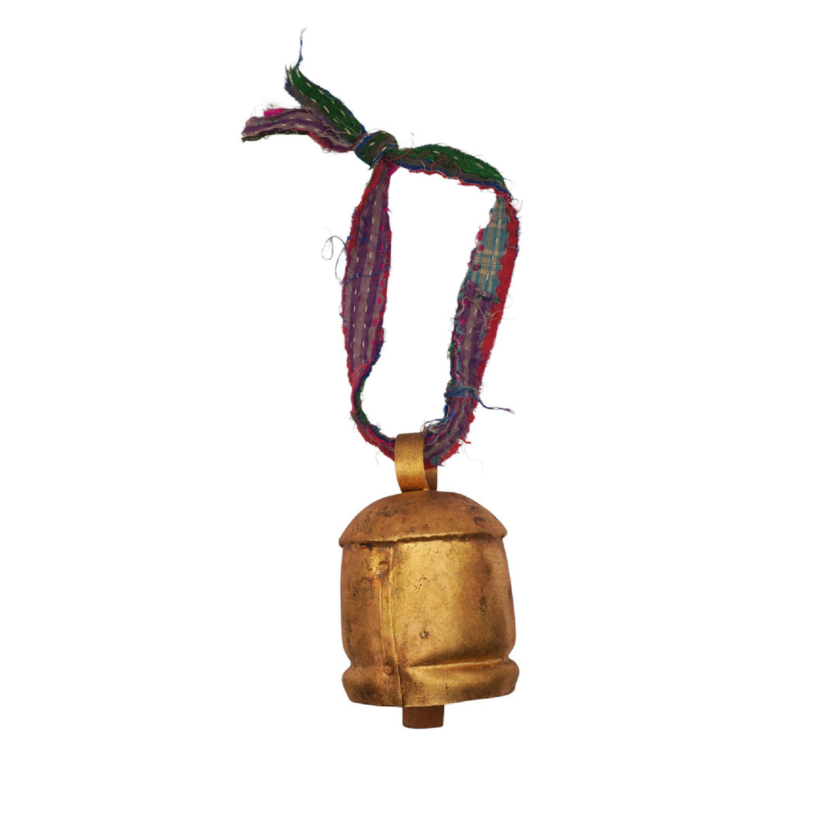 brass bell ornament with fabric loop hanger