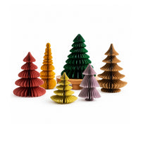 Assorted color and size jewel tone accordian paper christmas trees