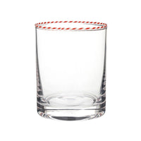  clear red striped peppermint glass