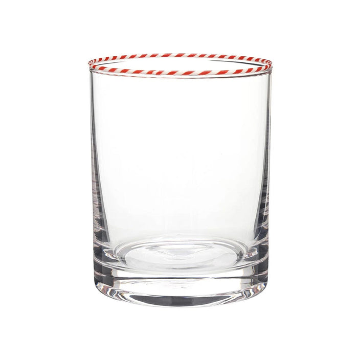  clear red striped peppermint glass