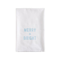 cotton white blue merry bright towel set
