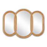 wide 3-panel oval wall mirrors natural wicker frames