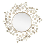 wrought iron lunaria mirror round silver leaf