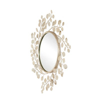 wrought iron lunaria mirror round silver leaf