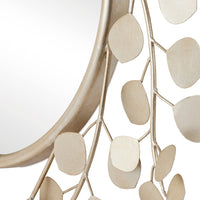 wrought iron lunaria mirror round silver leaf