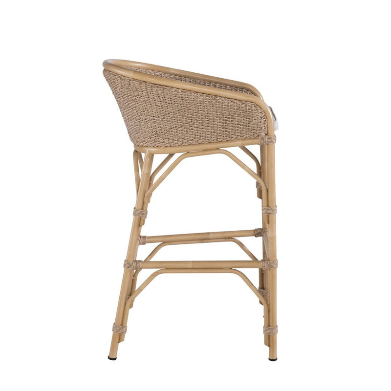bar stool outdoor twisted hyacinth weave natural aluminum frame