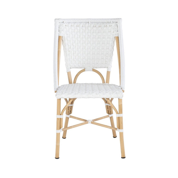 bistro chair indoor outdoor faux rattan weave white star pattern 