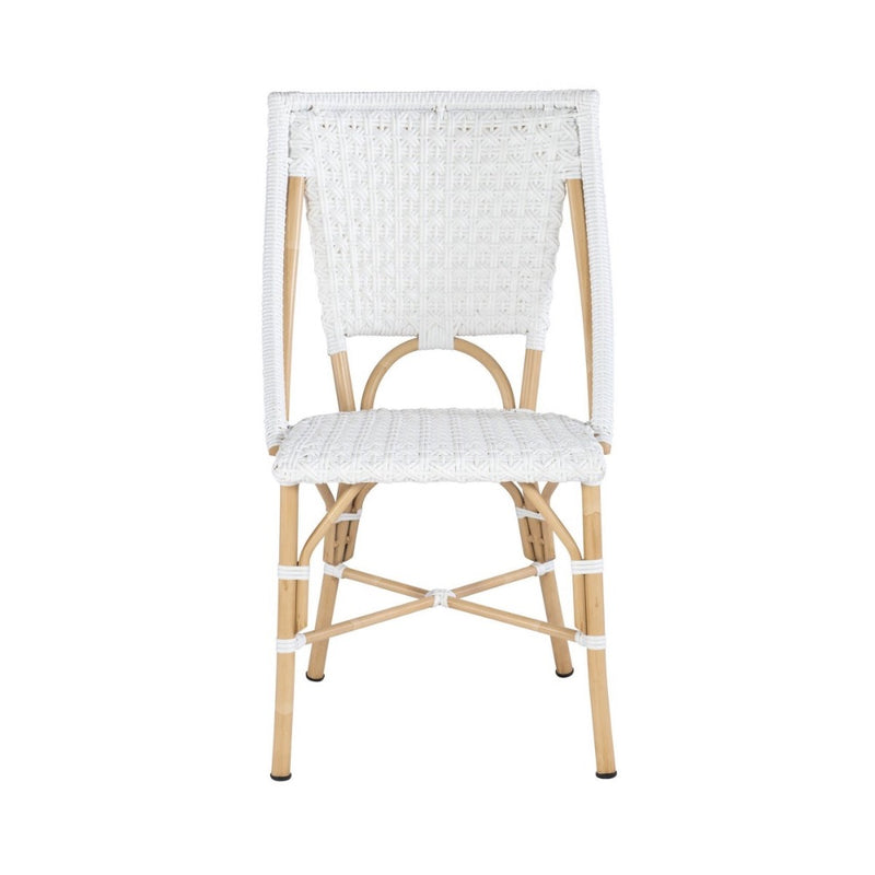 bistro chair indoor outdoor faux rattan weave white star pattern 