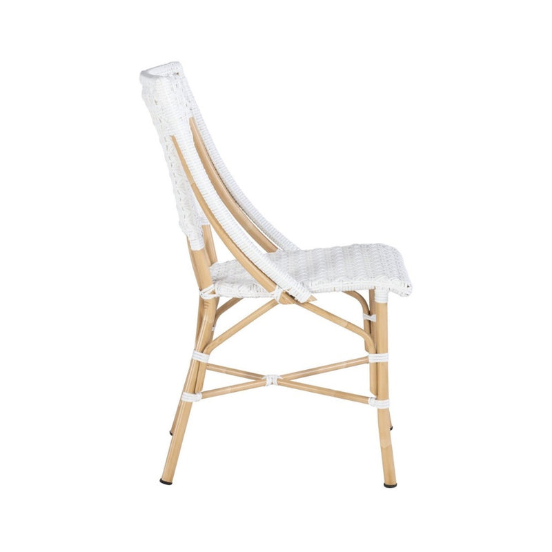 bistro chair indoor outdoor faux rattan weave white star pattern 