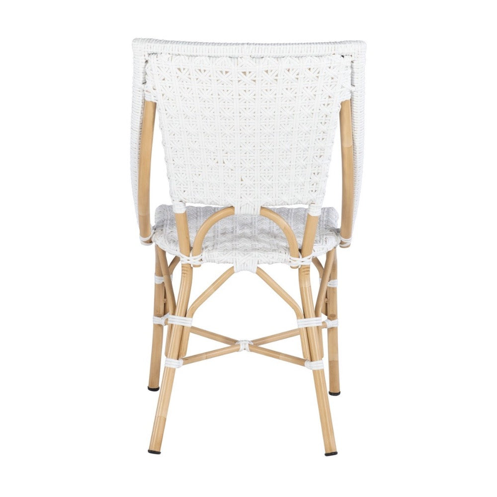 bistro chair indoor outdoor faux rattan weave white star pattern 