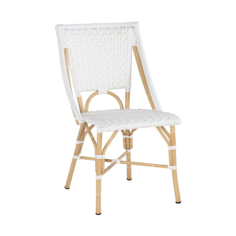 bistro chair indoor outdoor faux rattan weave white star pattern 