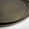 antique black iron tray round beaded edge small