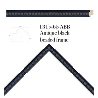 close up black beaded frame