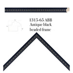 close up black beaded frame