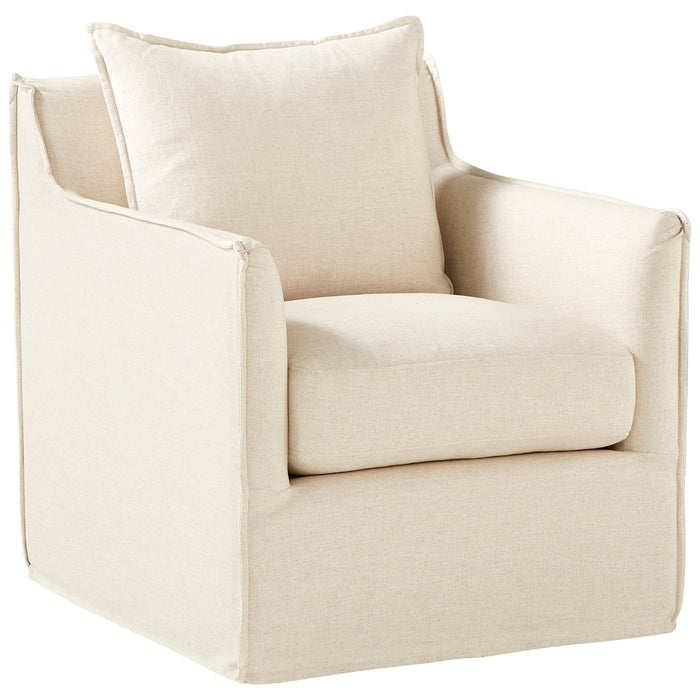 Sovente Creamy Slipcover Chair by Cyan Design: beige, square arms, polyester-linen blend, boxy modern style.