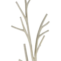 A light gray branch-shaped coat rack with multiple off-center vertical and diagonal branches, shown against a plain white background.