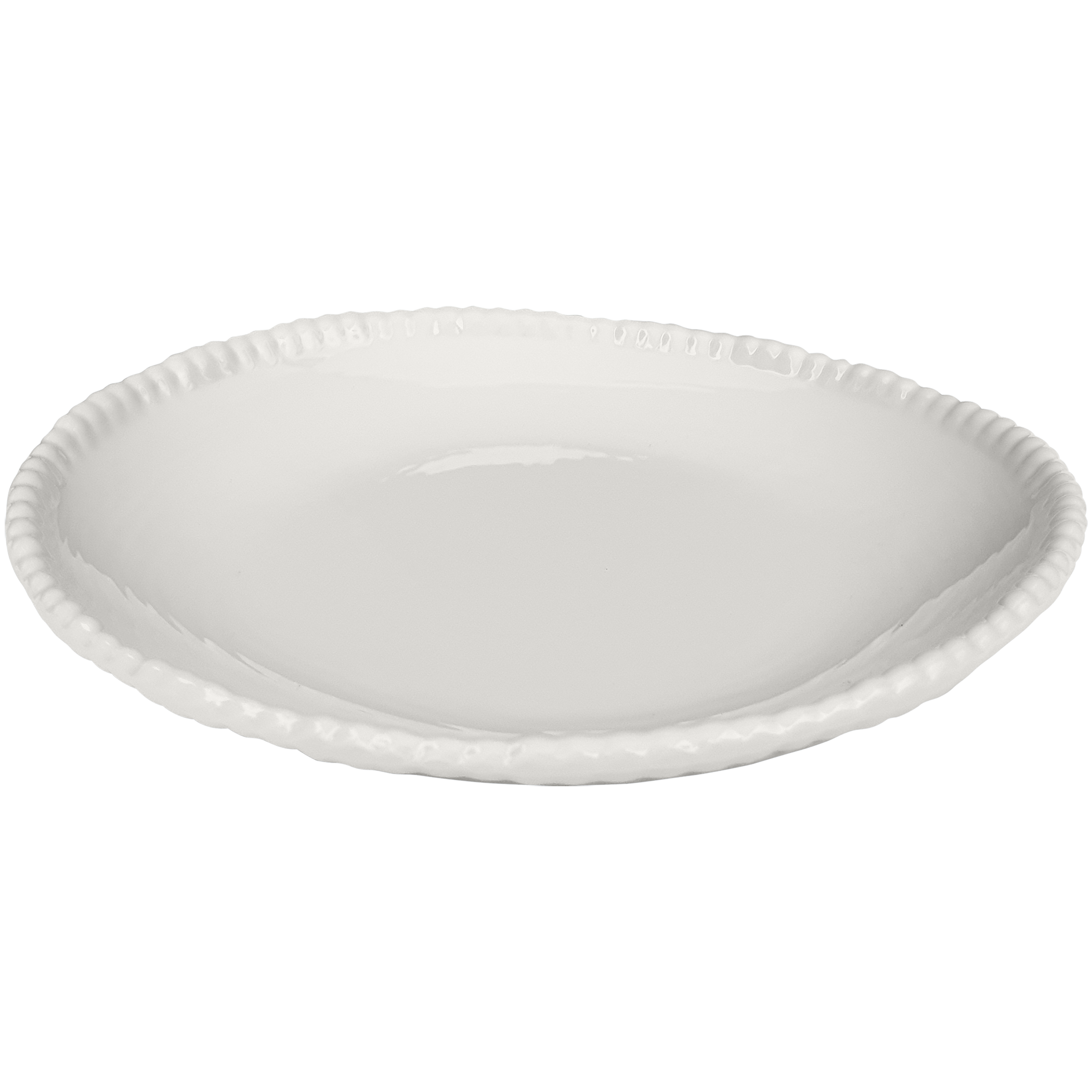 Unique Designer BPA Free Beaded Rim Cream Melamine Dinner Plates