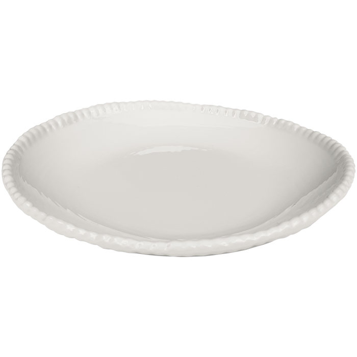 cream beaded rim melamine dinner plate