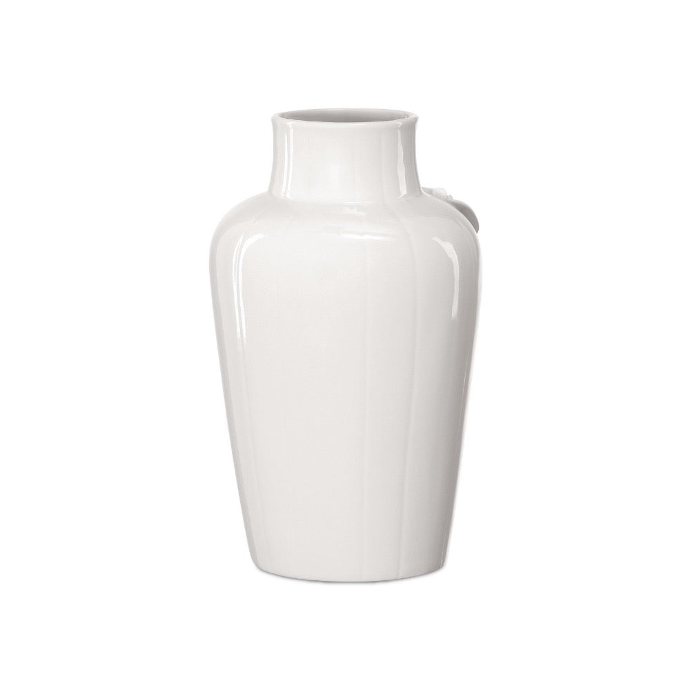 White ceramic vase on a white background