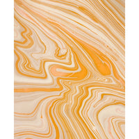 Abstract marbled pattern with flowing swirls of orange, peach, cream, and beige, filling the frame.