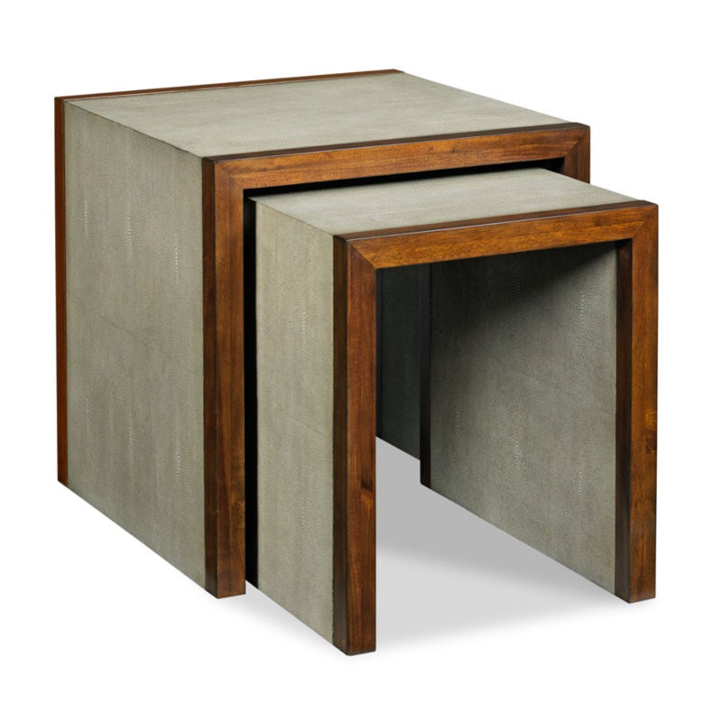 nesting tables faux shagreen walnut edges