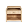 bedside table wood natural rattan brass knob