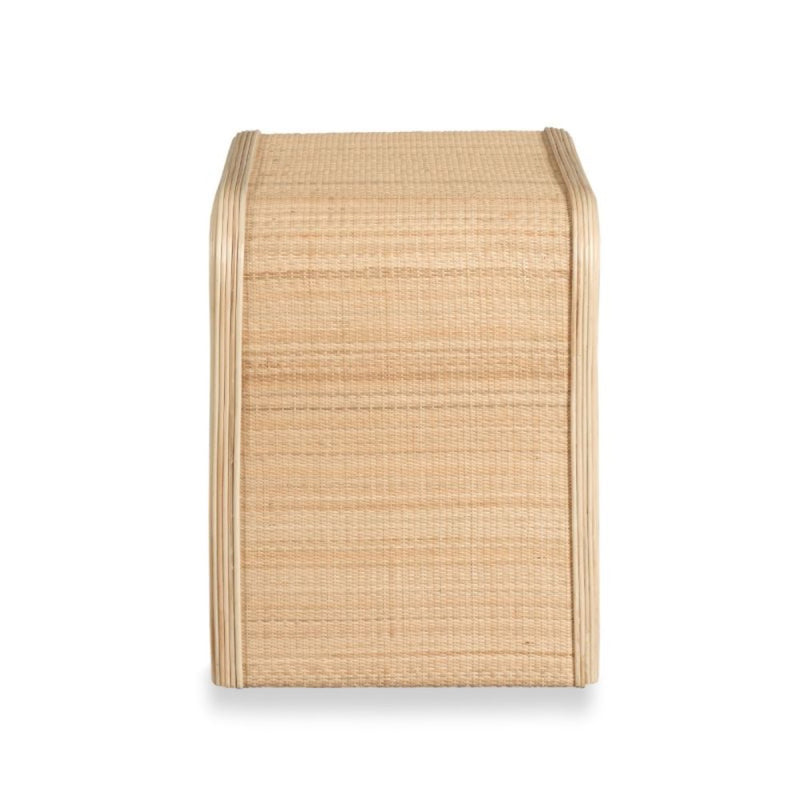bedside table wood natural rattan brass knob