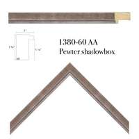 silver pewter shadowbox wood frame close up image and size