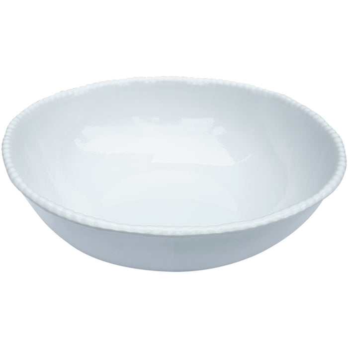 white beaded melamine serving bowl 