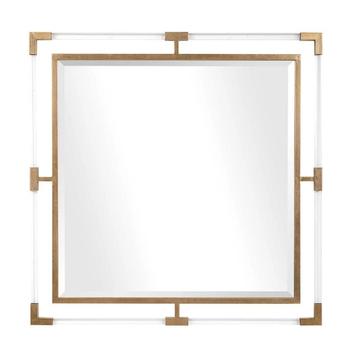 square mirror beveled iron gold leaf clear acrylic