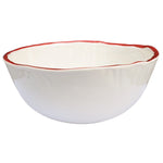 round melamine white red edge soup cereal bowl