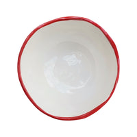 round melamine white red edge soup cereal bowl