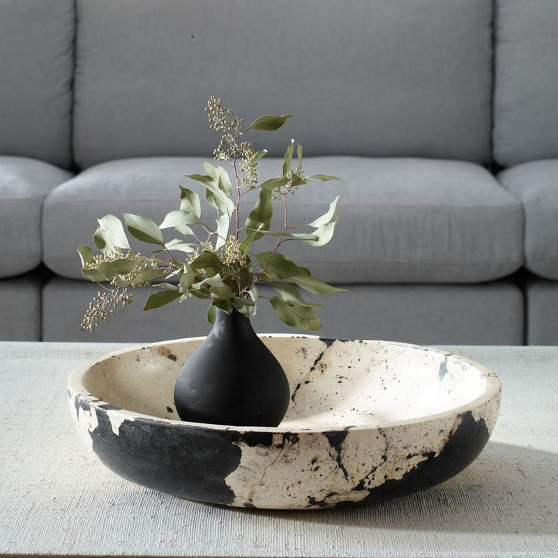 black white limestone outdoor bowl round 