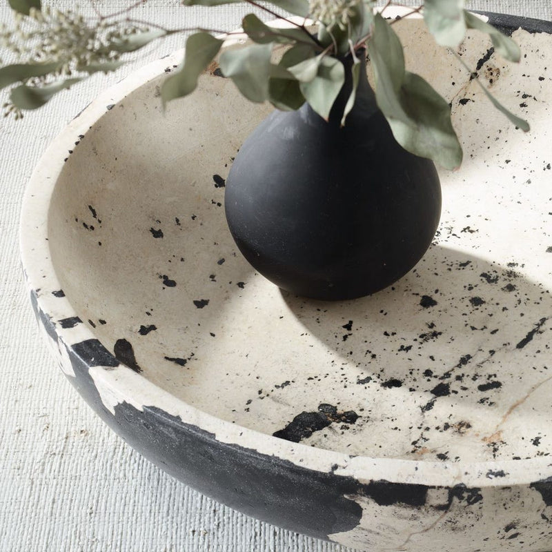 black white limestone outdoor bowl round 