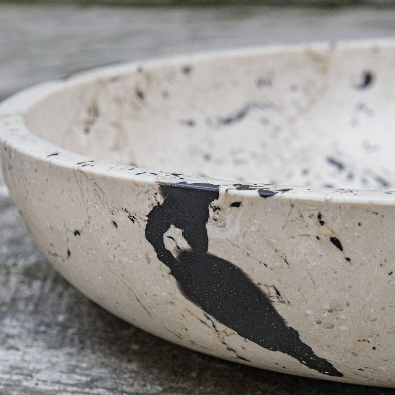 black white limestone outdoor bowl round 