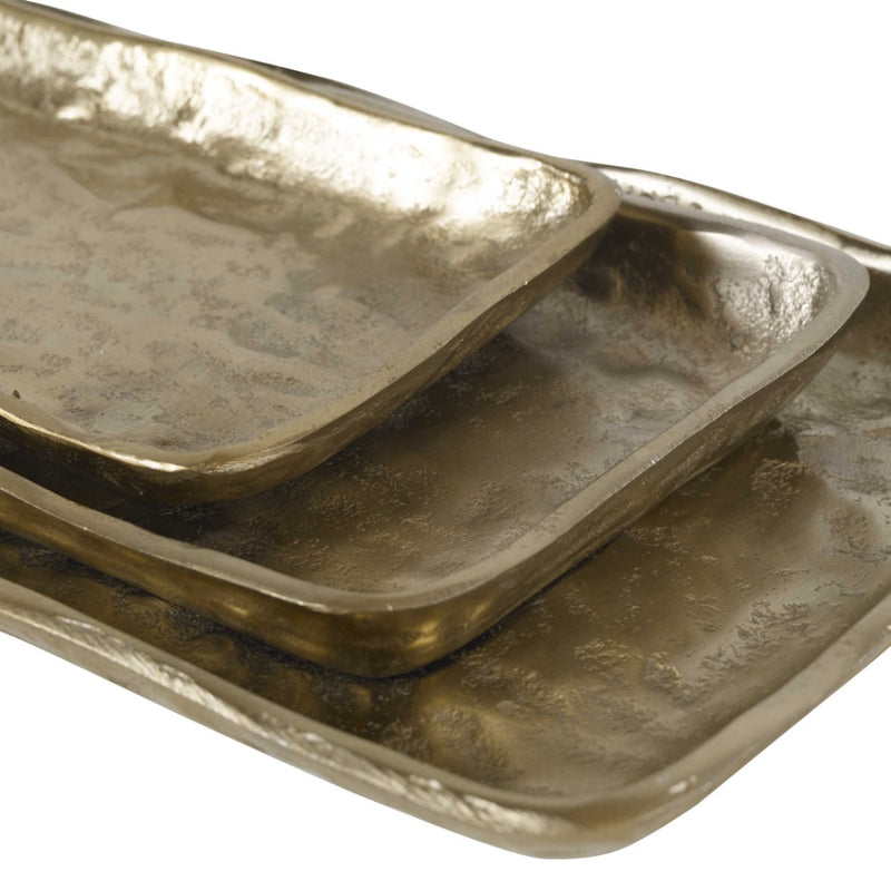antique gold trays set of 3 cast aluminum