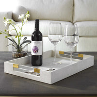 decor tray white faux shagreen acrylic brass handles