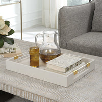 decor tray white faux shagreen acrylic brass handles