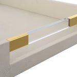 decor tray white faux shagreen acrylic brass handles