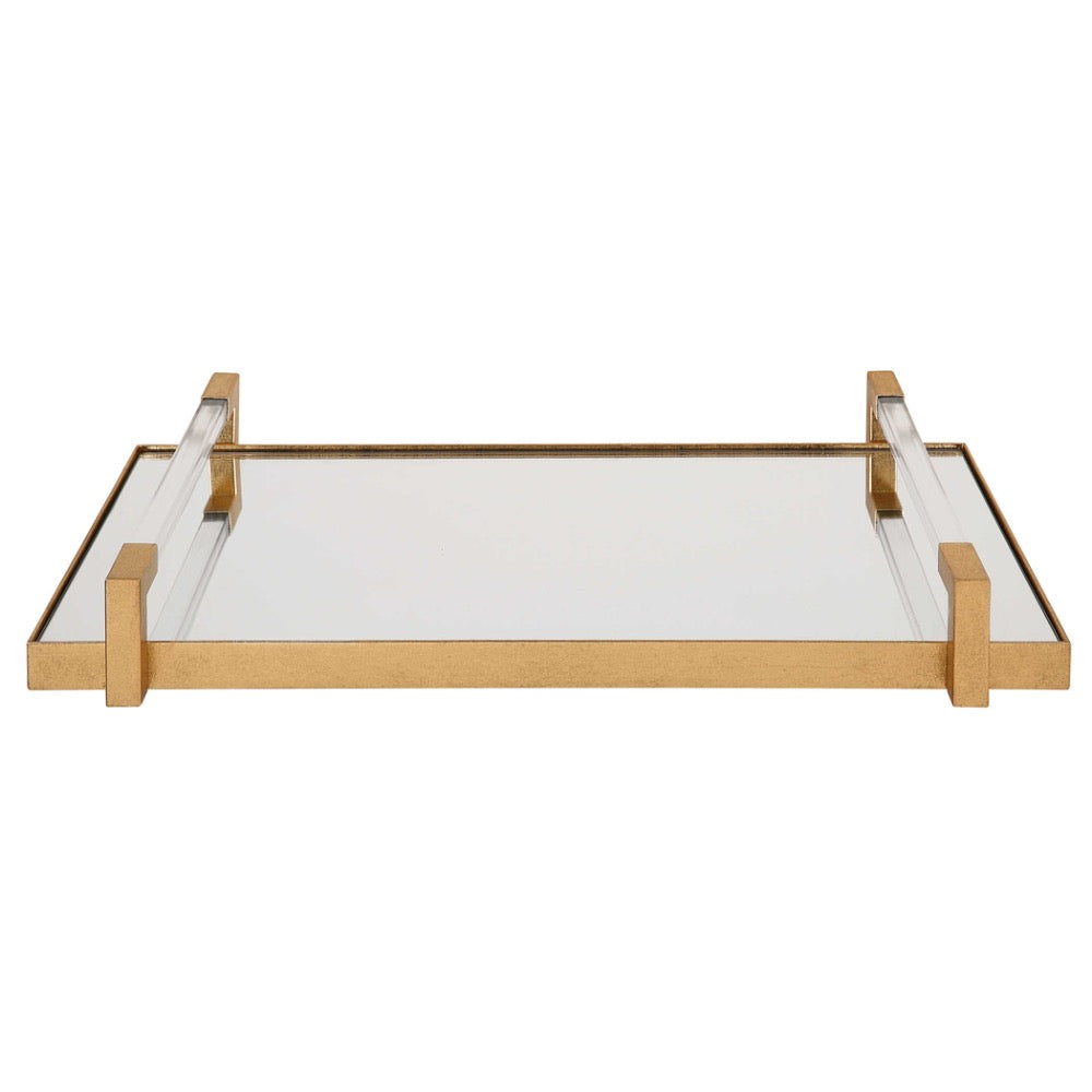 decor tray antique gold leaf acrylic handle 