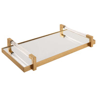 decor tray antique gold leaf acrylic handle 