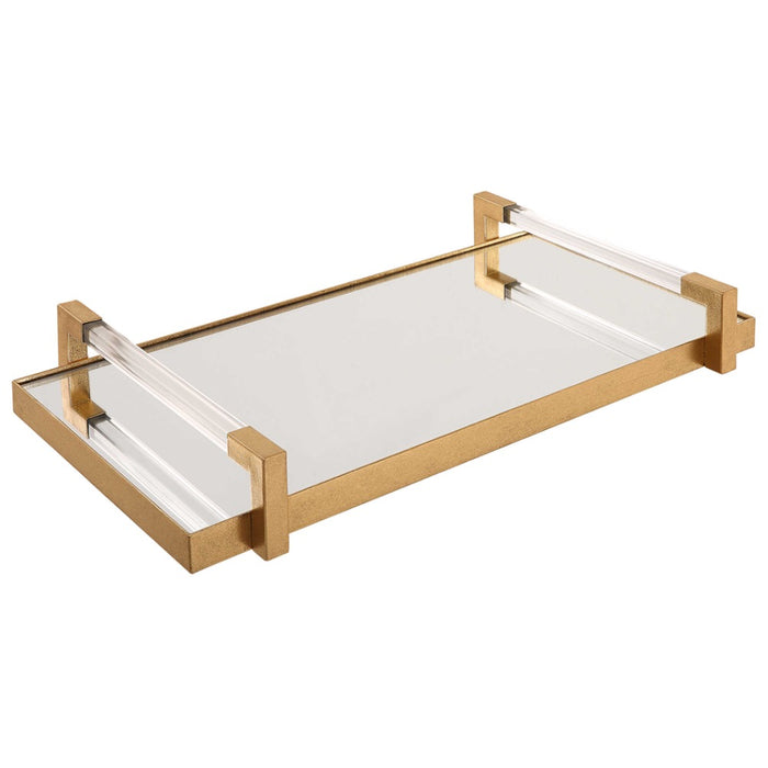 decor tray antique gold leaf acrylic handle 