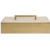 decor box white faux shagreen acrylic brass handles