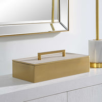 decor box white faux shagreen acrylic brass handles