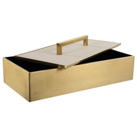 decor box white faux shagreen acrylic brass handles
