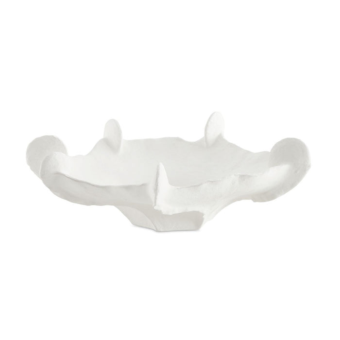 White ceramic irregular shape bowl on a white background